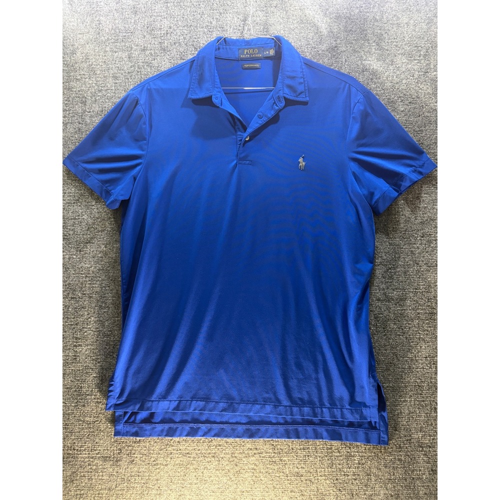 Polo Ralph Lauren Mens Performance Polo Shirt Blue Short Sleeve Large L/G